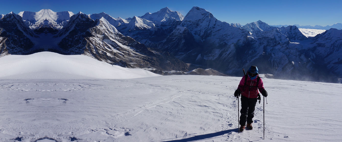 Mera Peak with Amphulapcha La Pass and island Peak